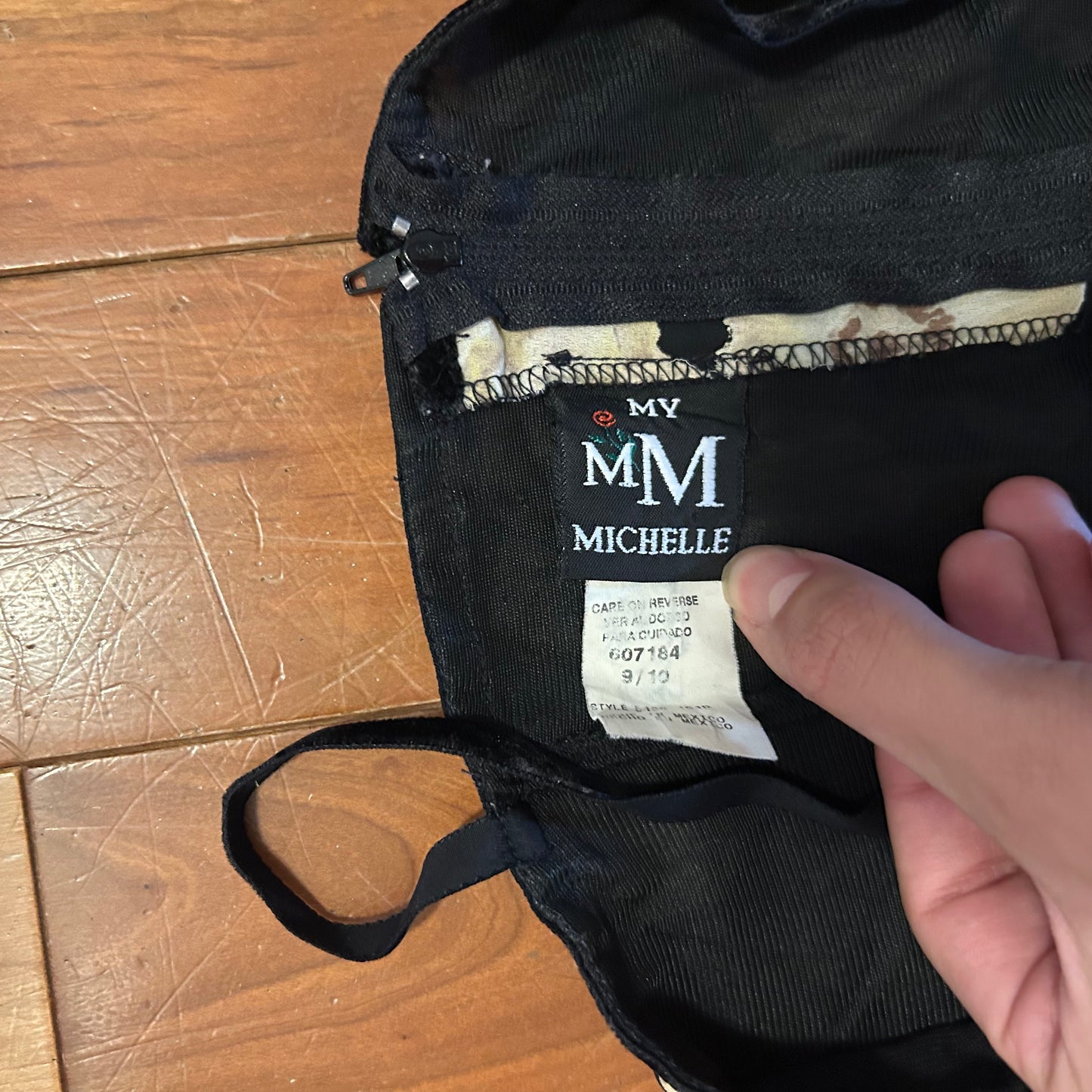 My Michelle Black Yellow Floral Dress - Tagged 9 / 10 - 16" x 47"