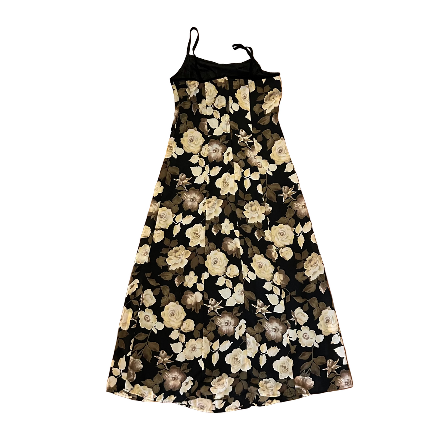 My Michelle Black Yellow Floral Dress - Tagged 9 / 10 - 16" x 47"