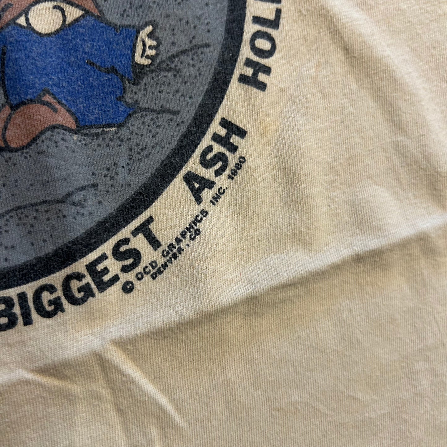80's Brawny Mt St Helen's Ash Hole Brown Tan Tshirt - Medium - 20.5" x 30"