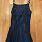 90's Candy Rocket Black Purple Sparkly Dress - Tagged Large - 12" x 54" Adjustable