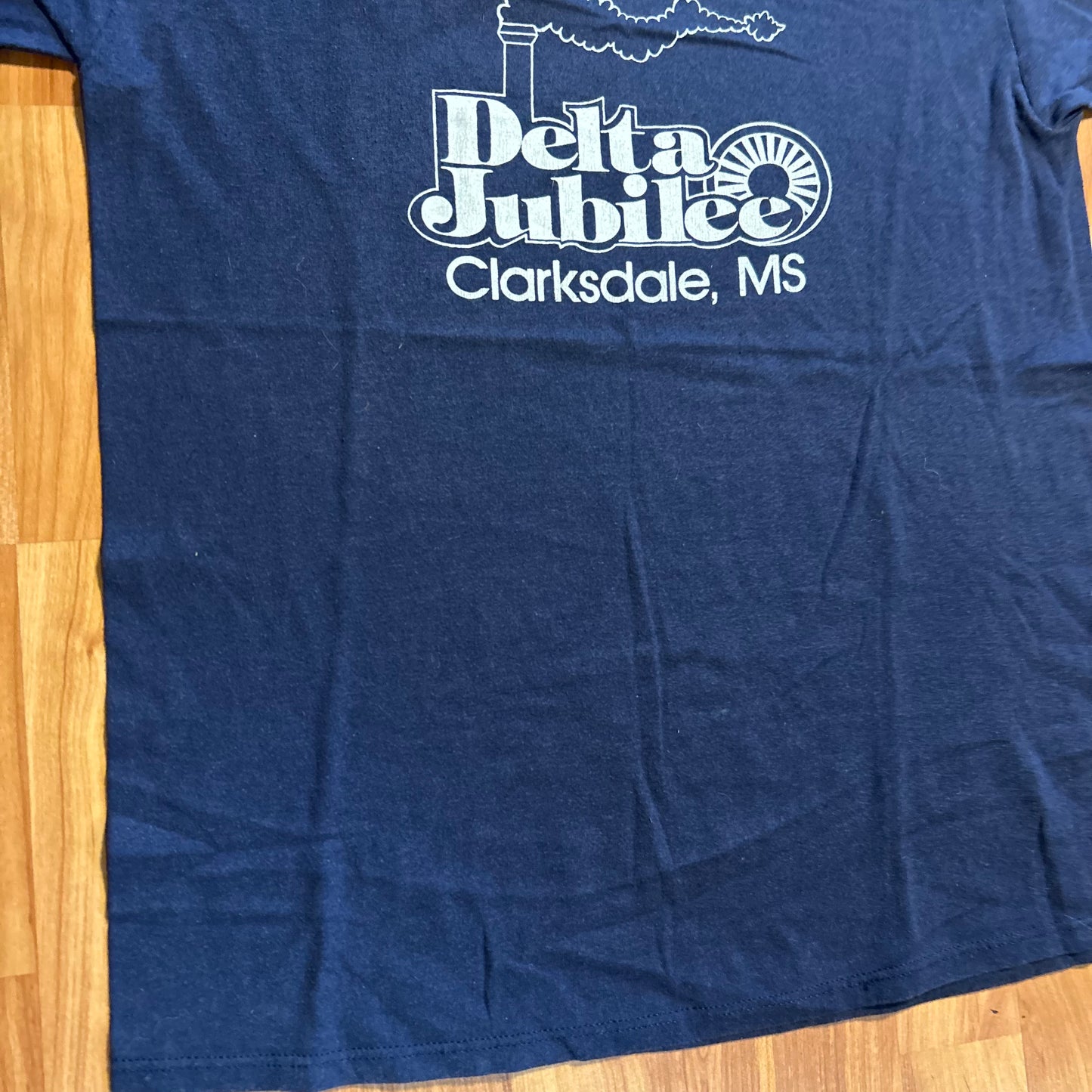 80's Jerzees Russell Delta Jubilee Mississippi Navy Blue Tshirt - Medium - 20" x 27"