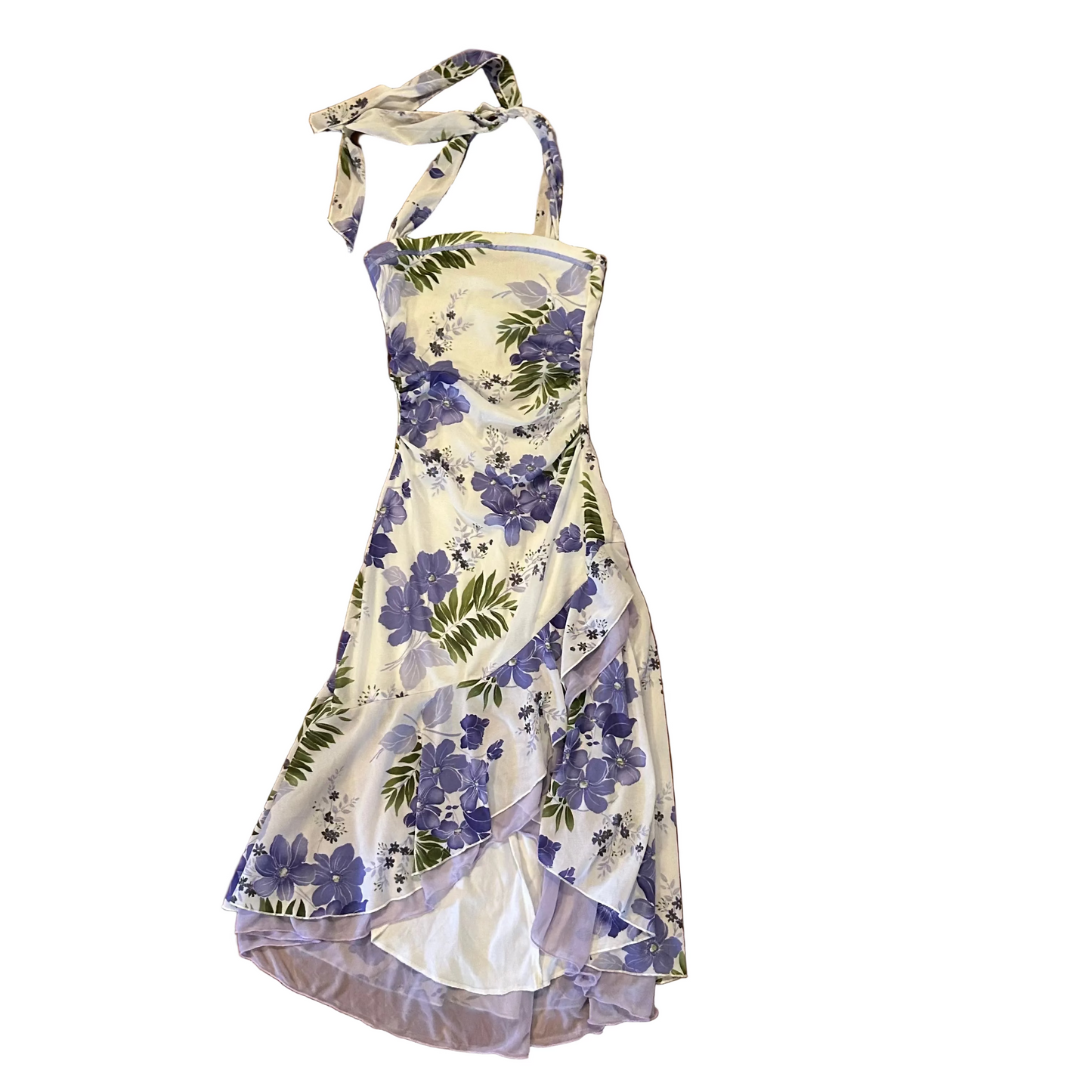 Trixxi Clothing Company Purple White Flower Dress - Tagged Medium - 12" x 38"