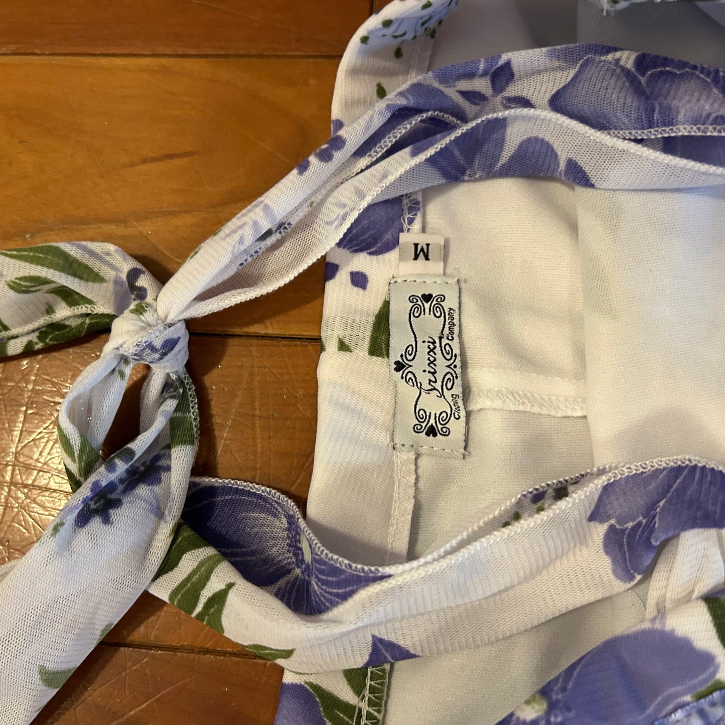 Trixxi Clothing Company Purple White Flower Dress - Tagged Medium - 12" x 38"