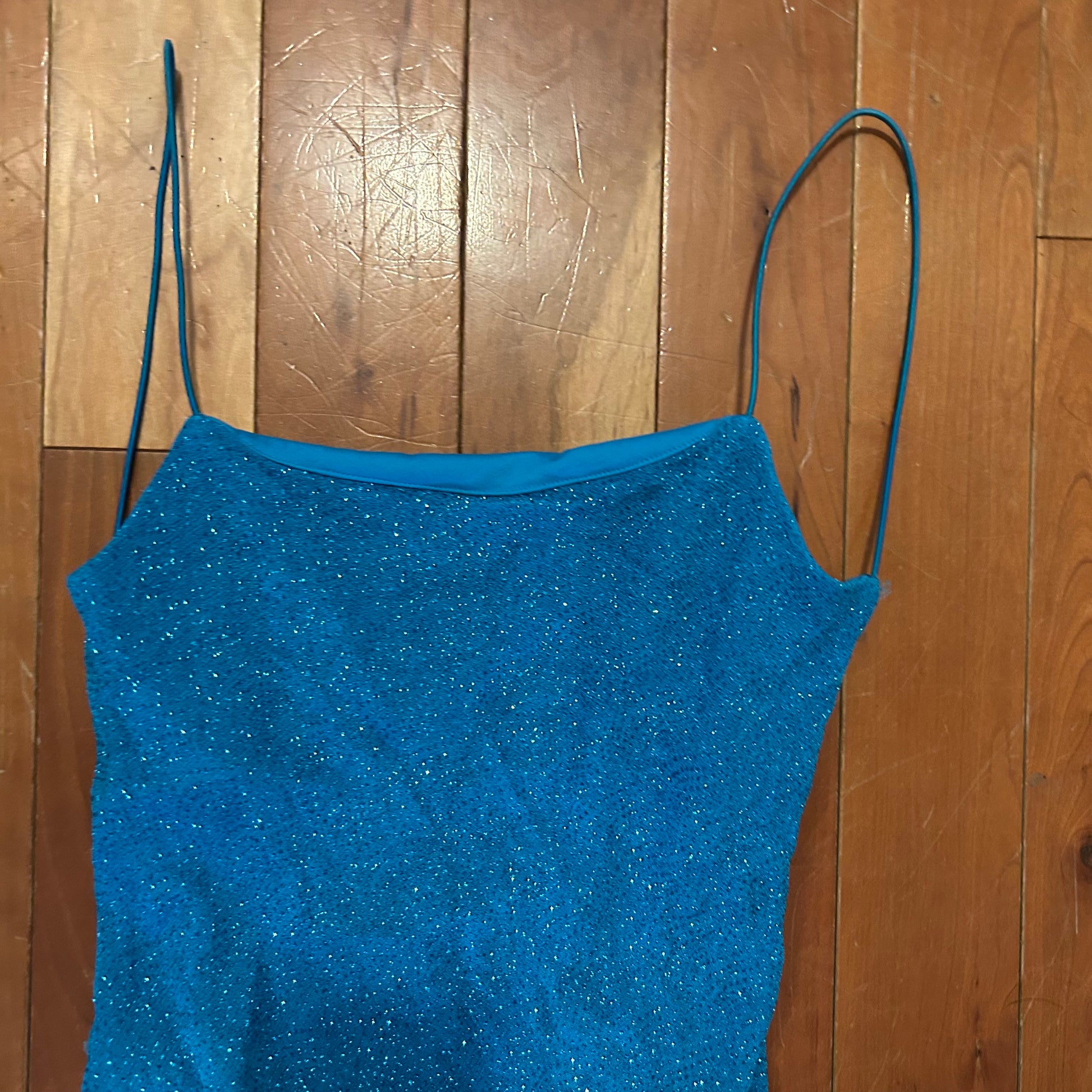 90's City Triangles Blue Sparkly Dress - Tagged Small - 12" x 44" Phart Clothes 90's City Triangles Blue Sparkly Dress - Tagged Small - 12" x 44" Phart Clothes