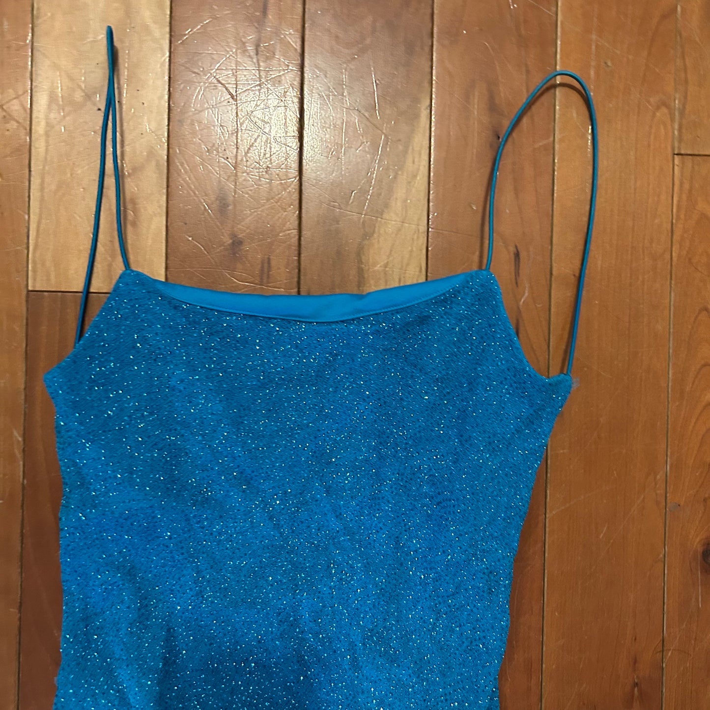 90's City Triangles Blue Sparkly Dress - Tagged Small - 12" x 44"