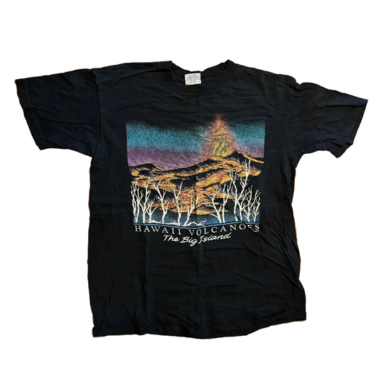 90's The Big Island Hawaii Volcanoes Black Tshirt - Medium - 20" x 27"