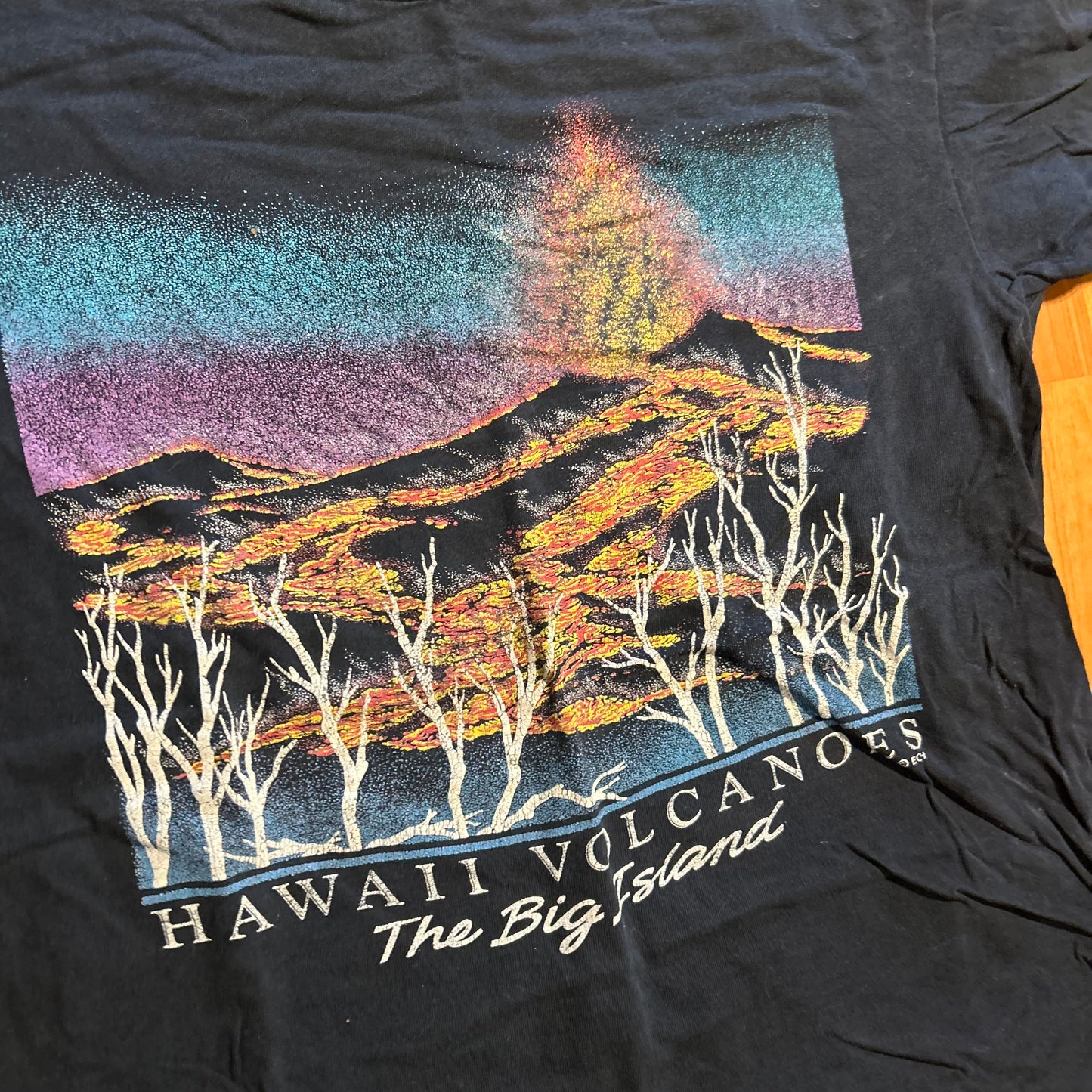 90's The Big Island Hawaii Volcanoes Black Tshirt - Medium - 20" x 27"
