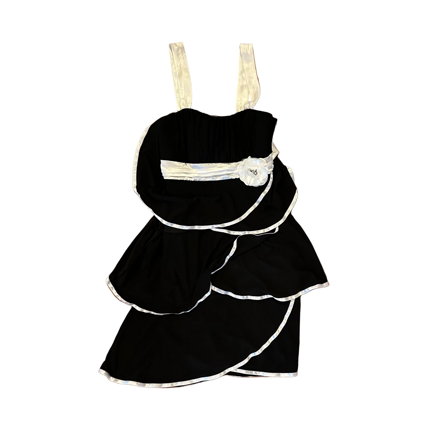 90's Deb Black White Dress - Tagged Large - 15" x 31"