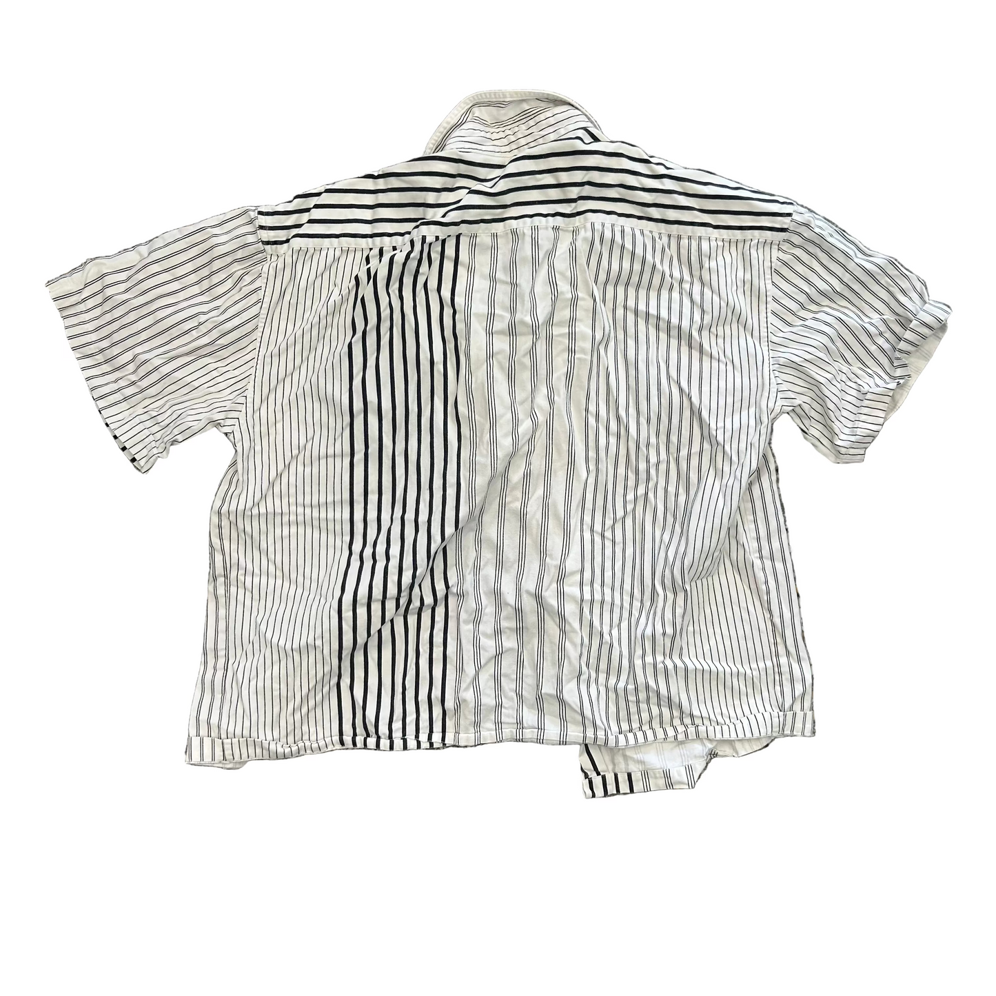 Union Bay White Black Striped Cotton Button Up Shirt - Large - 23" x 25"