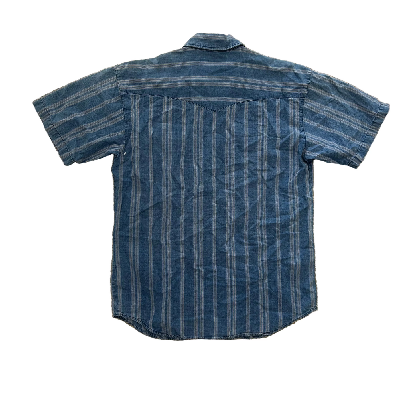 Canyon Guide Navy Blue Pearl Snap Cotton Button Up Shirt - Medium - 21" x 29"