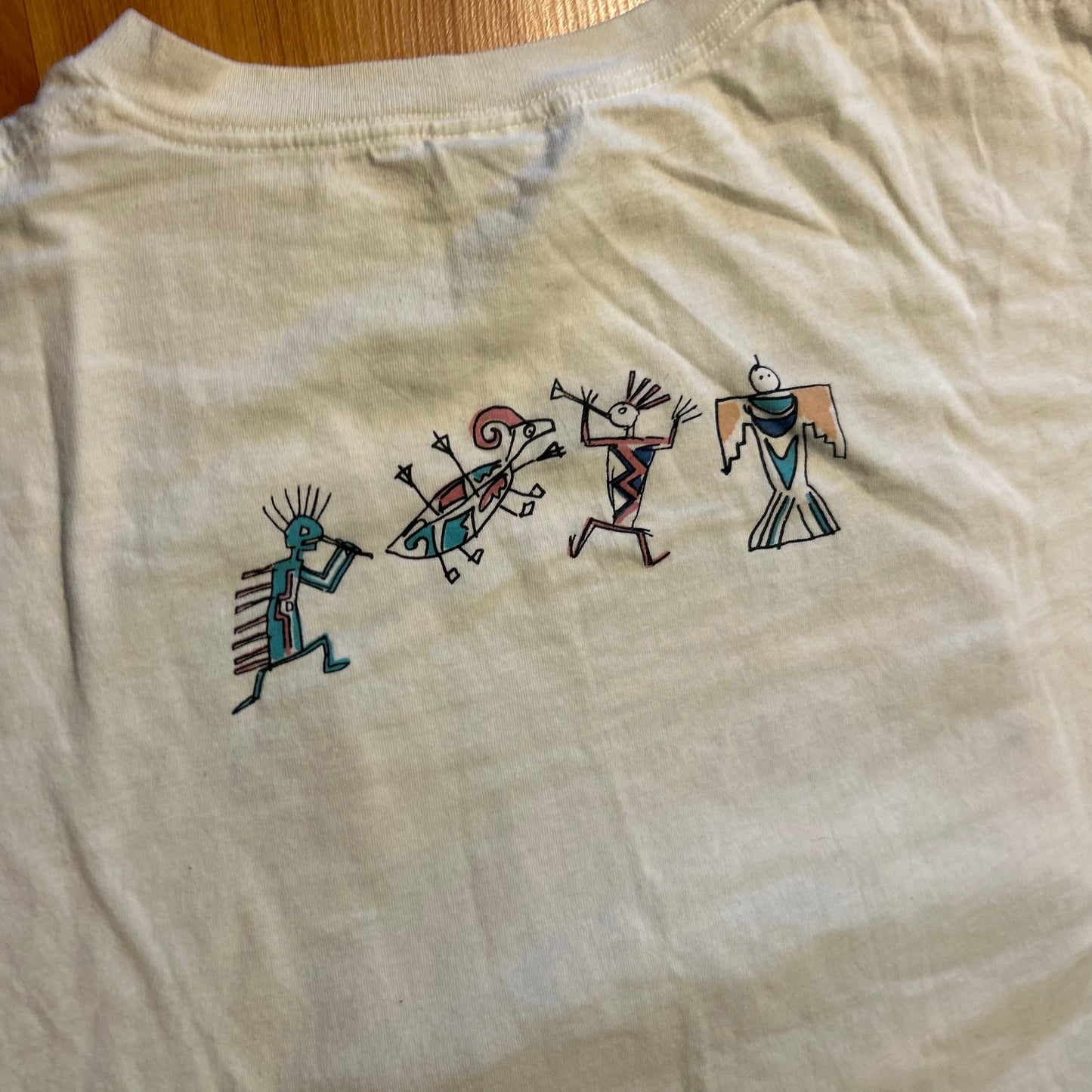 90's Cyrk Inc Kokopelli Cactus Southwestern Art White Tshirt - XLarge - 25.5" x 29.5"