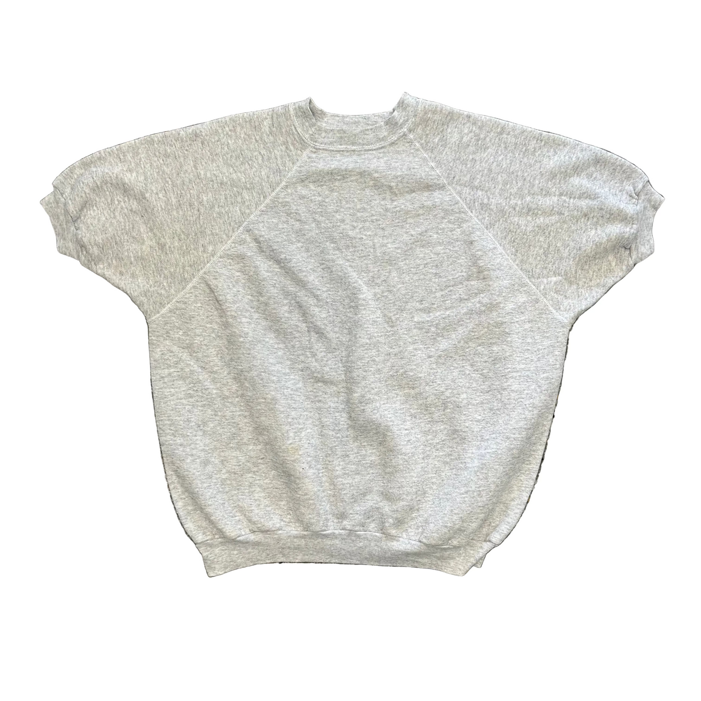 90’s Tultex Blank Grey Cotton Poly Short Sleeve Sweatshirt - XLarge - 24" x 26"