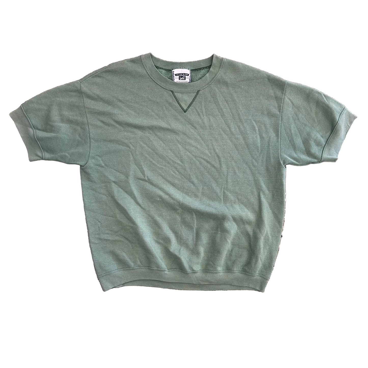 Lee Blank Green Cotton Blend Short Sleeve Sweatshirt - Large - 23" x 26"
