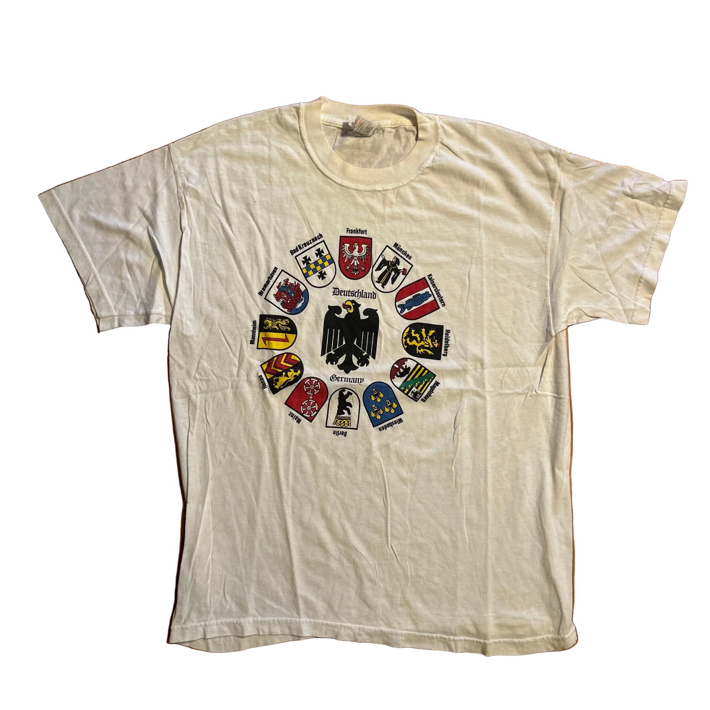 FOTL Deutschland Germany Coat of Arms Bundeswappen White Tshirt - Medium - 20.5" x 27"