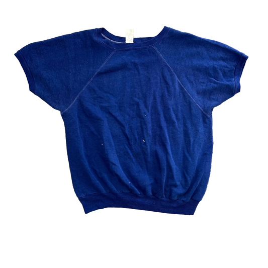 70/80’s Blue Short Sleeve Sweatshirt - Large - 22" x 25"