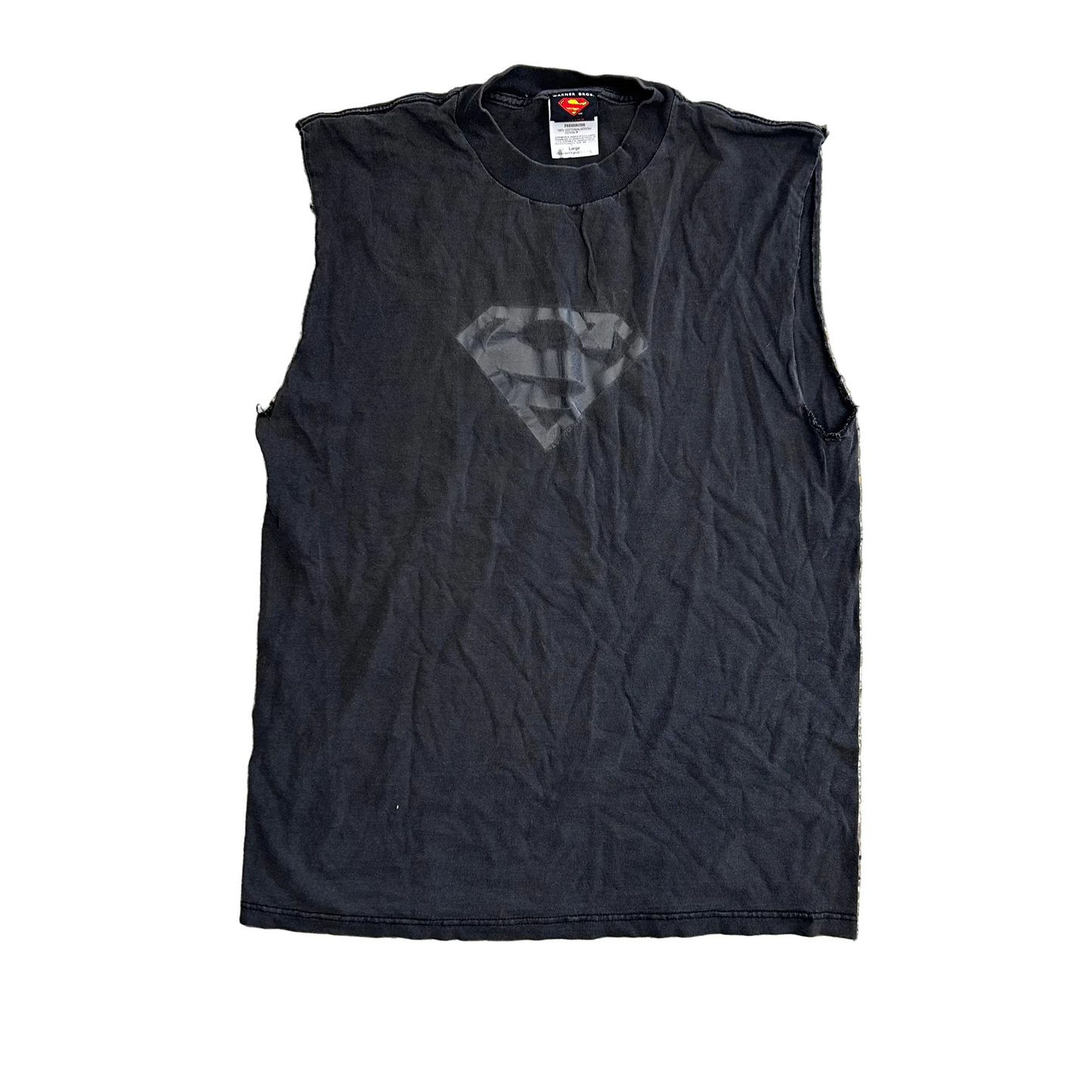 Warner Bros Black Superman Tank Top Shirt - Medium - 20" x 28"