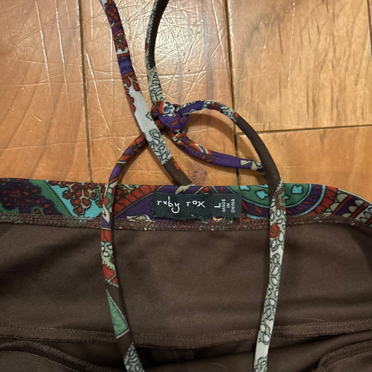 Ruby Rox Brown Multicolor Patterned Dress - Tagged Large - 15" x 45"