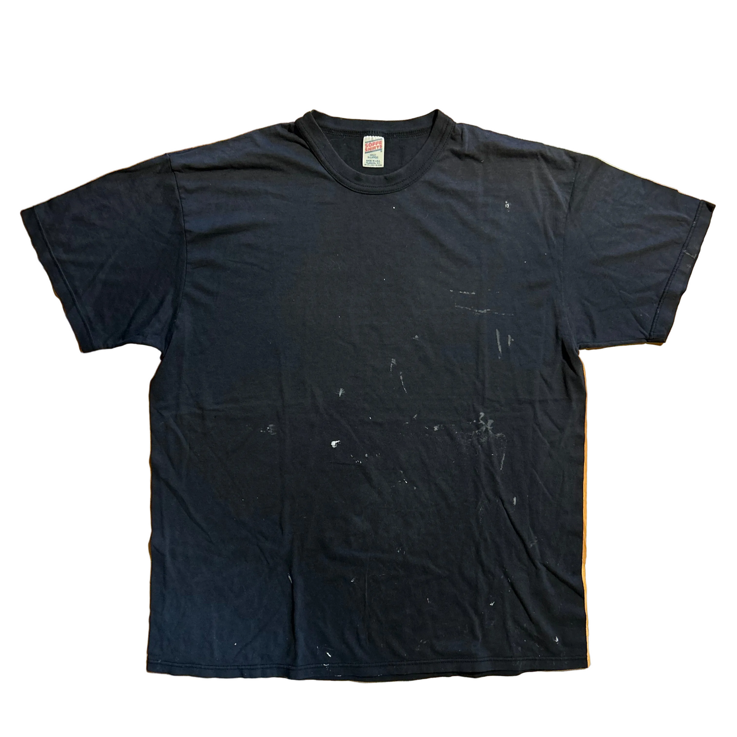 80's Soffee Blank Black Faded Painter Tshirt - Large - 23" x 29"