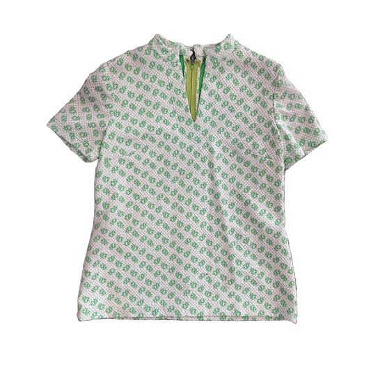 60/70’s Green Floral Top - Small - 18" x 25"