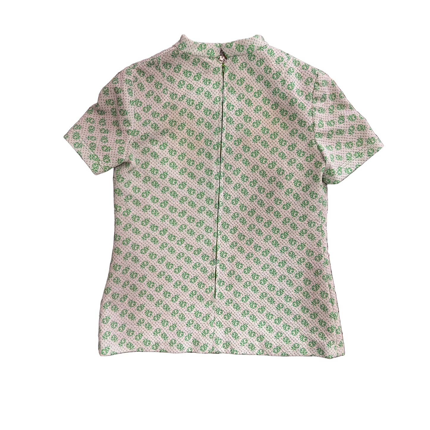 60/70’s Green Floral Top - Small - 18" x 25"