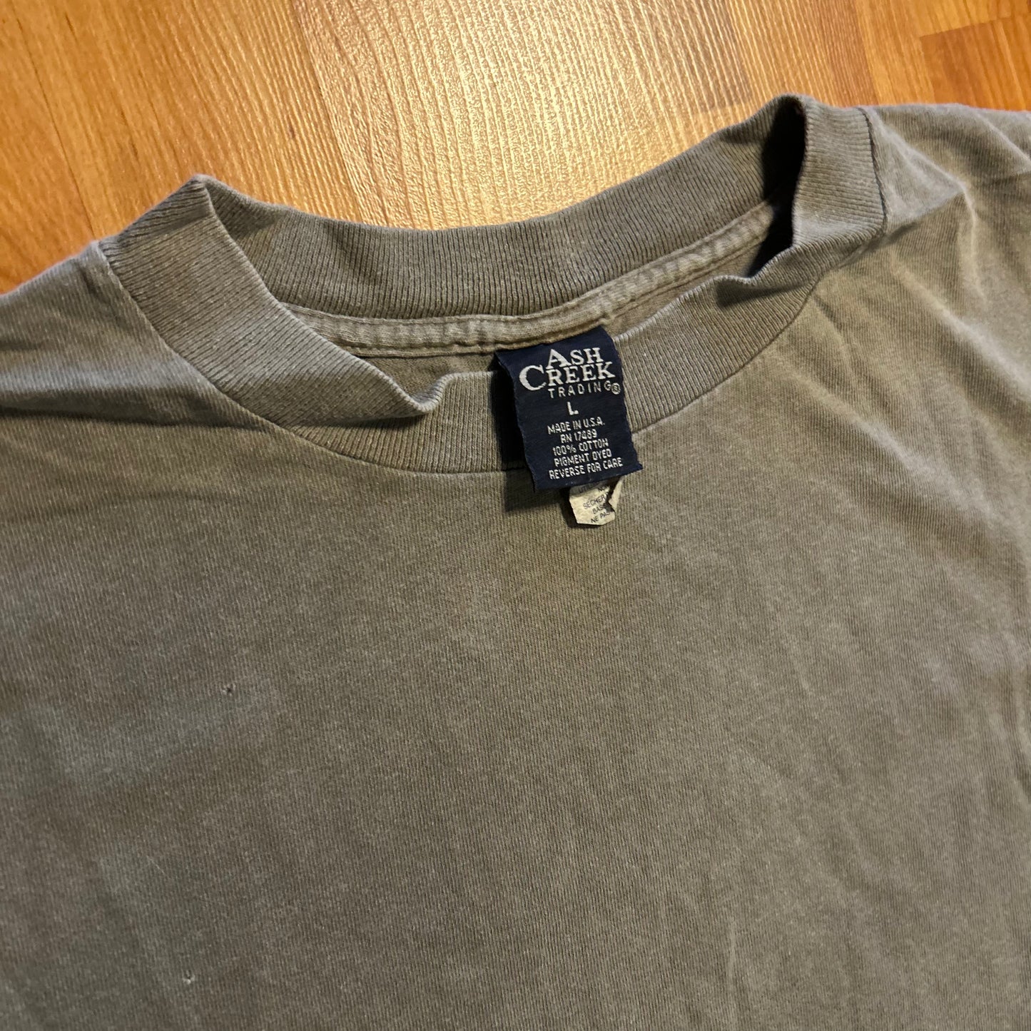 90's Ash Creek Brown Grey Cotton Blank Tshirt - XLarge - 24.5" x 29"