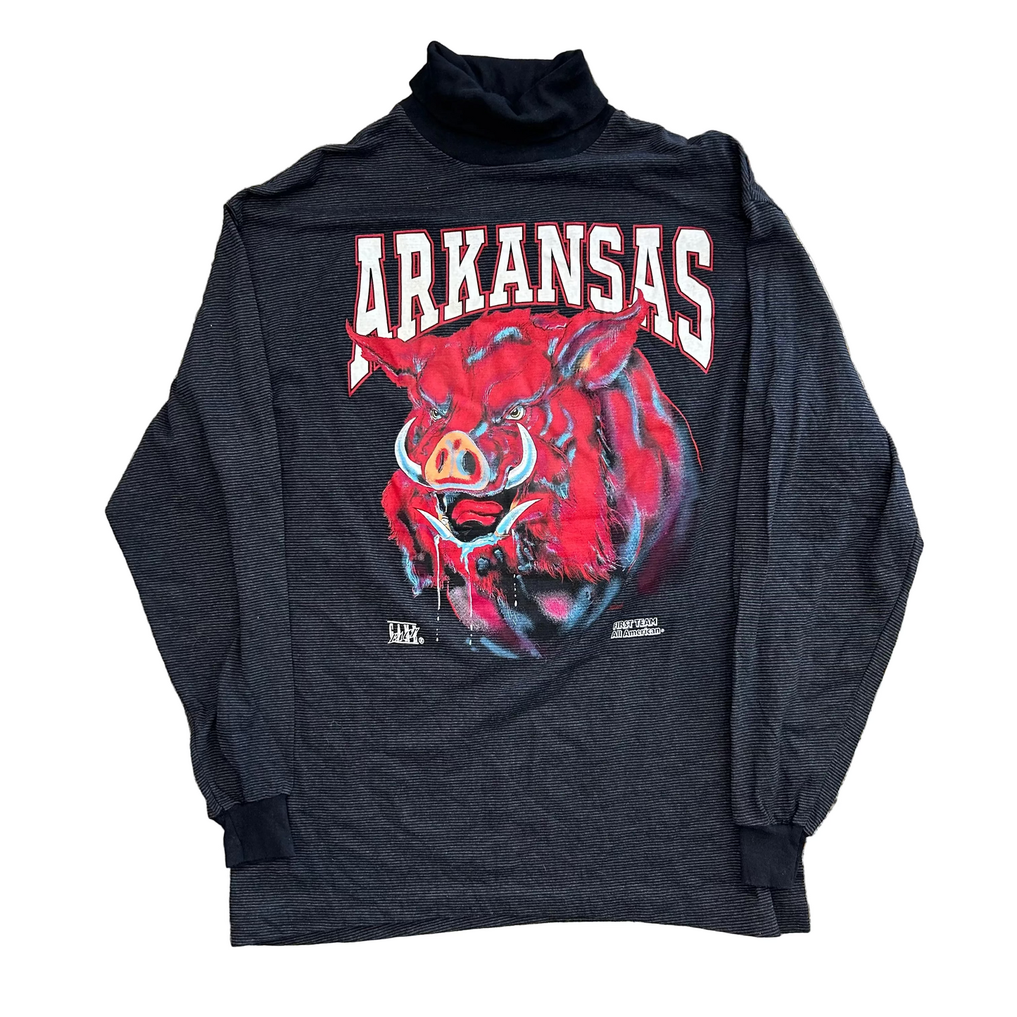 90’s TeeJays Arkansas Razorbacks College University Black Longsleeve Shirt - Large - 22" x 32"