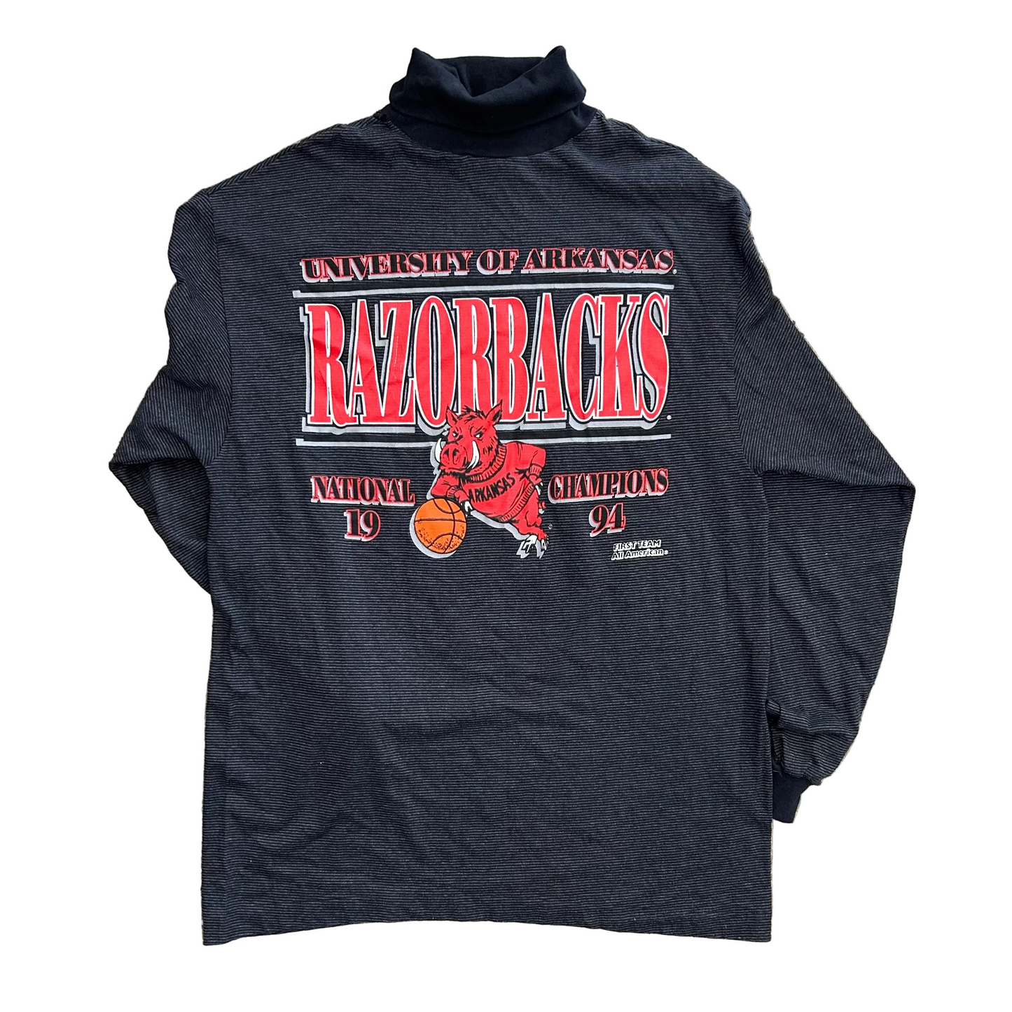 90’s TeeJays Arkansas Razorbacks College University Black Longsleeve Shirt - Large - 22" x 32"