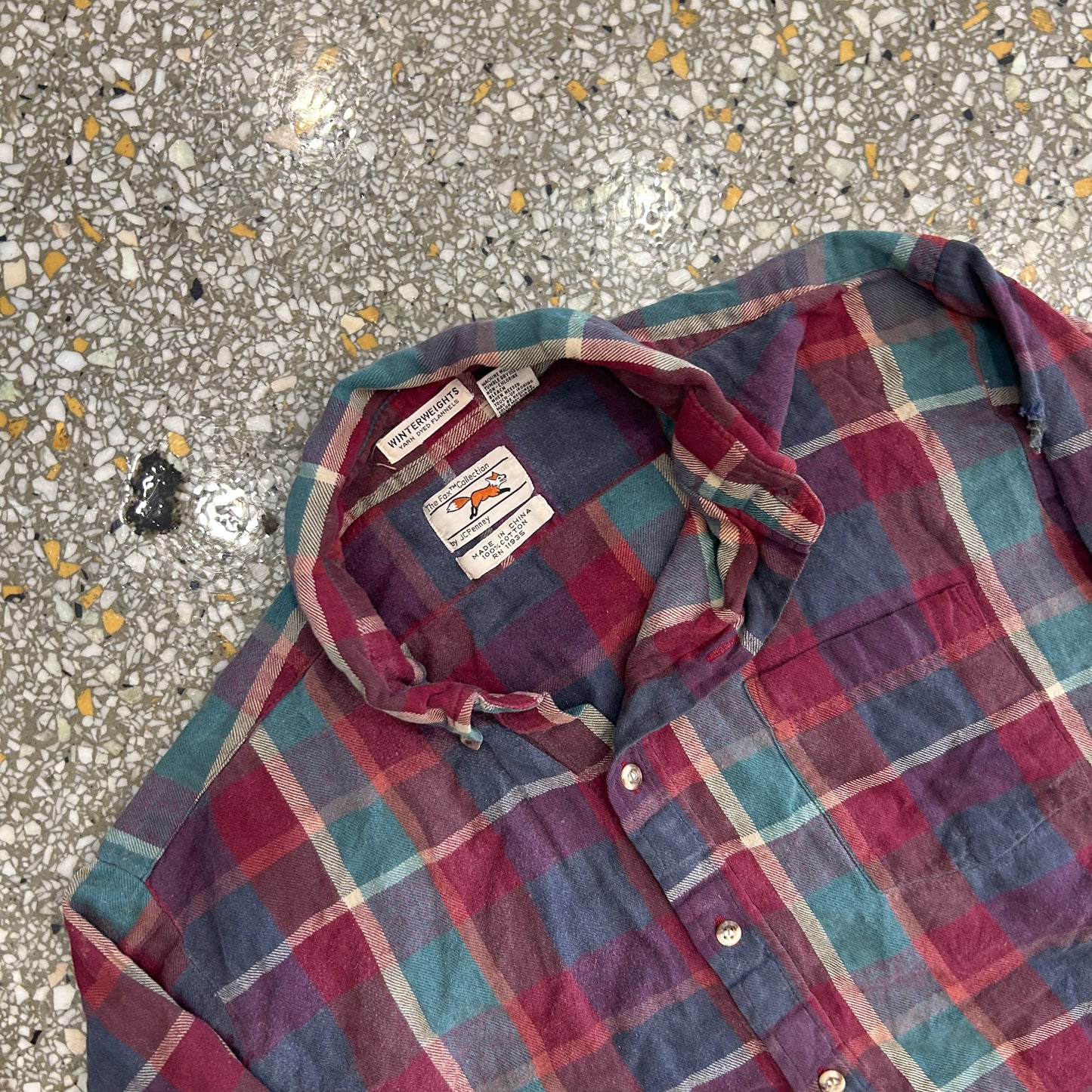 JCPenney The Fox Collection Red Green Button Up Flannel Shirt - XLarge - 24" x 26"