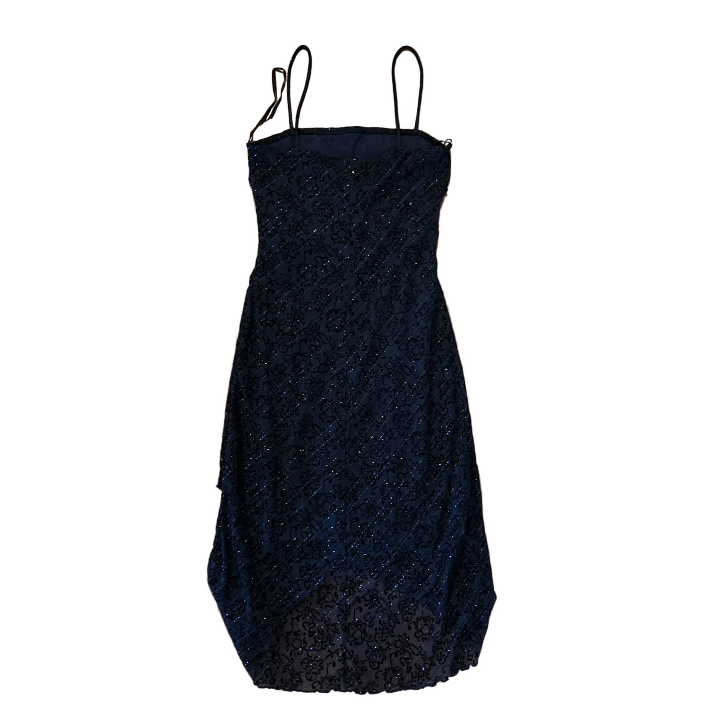 90's Taboo Navy Blue Sparkly Dress - Tagged Medium - 14" x 35"