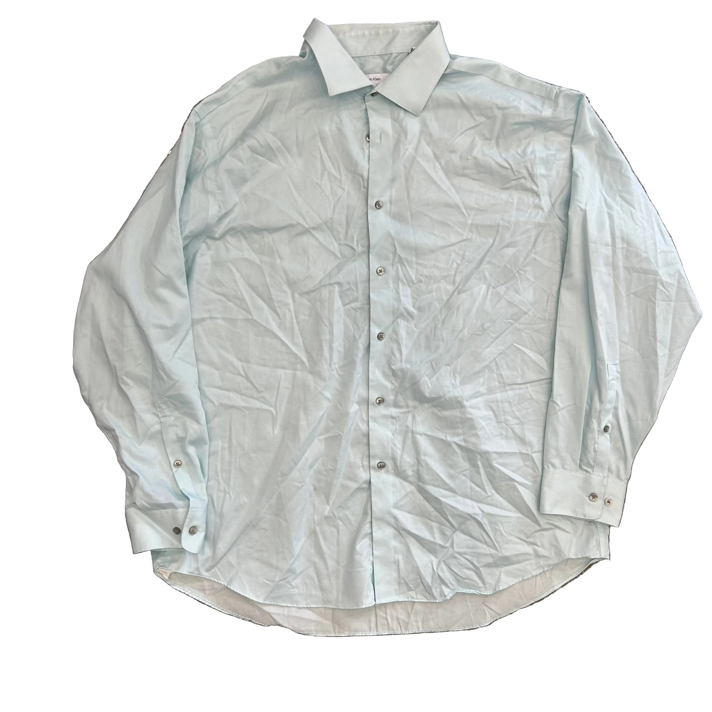 Calvin Klein Light Green Blue Cotton Button Up Shirt - XLarge - 25" x 33"