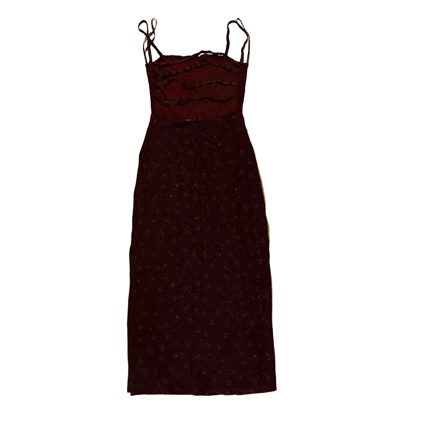 90's City Triangles Maroon Sparkly Dress - Tagged Large - 14" x 46"