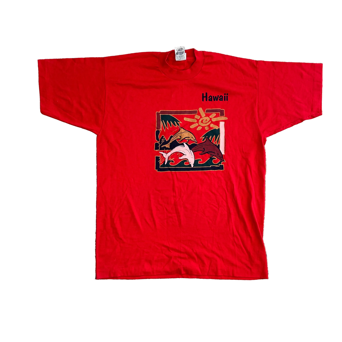 90’s FOTL BEST Hawaii Dolphins Red Tshirt - Large - 22" x 30"