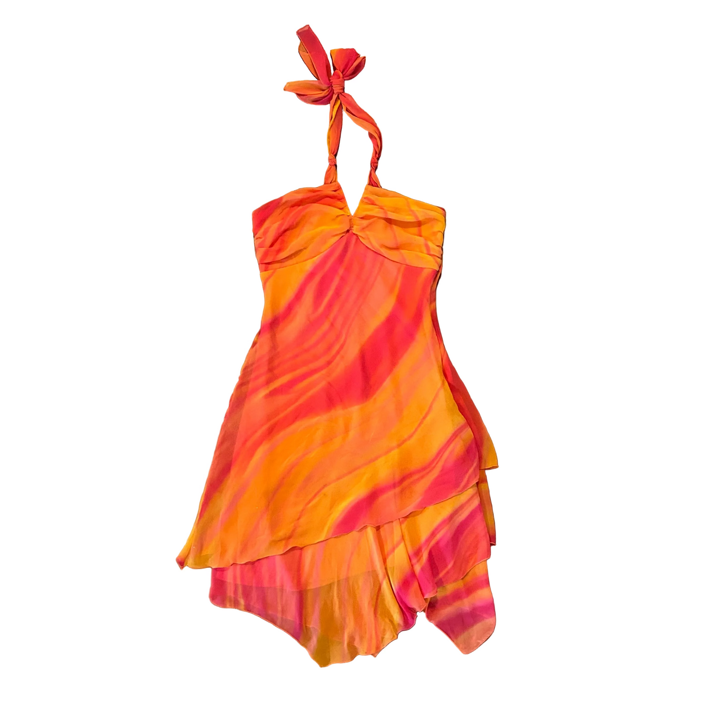 90's My Michelle Orange Red Dress - Tagged 11 - 14.5" x 36"
