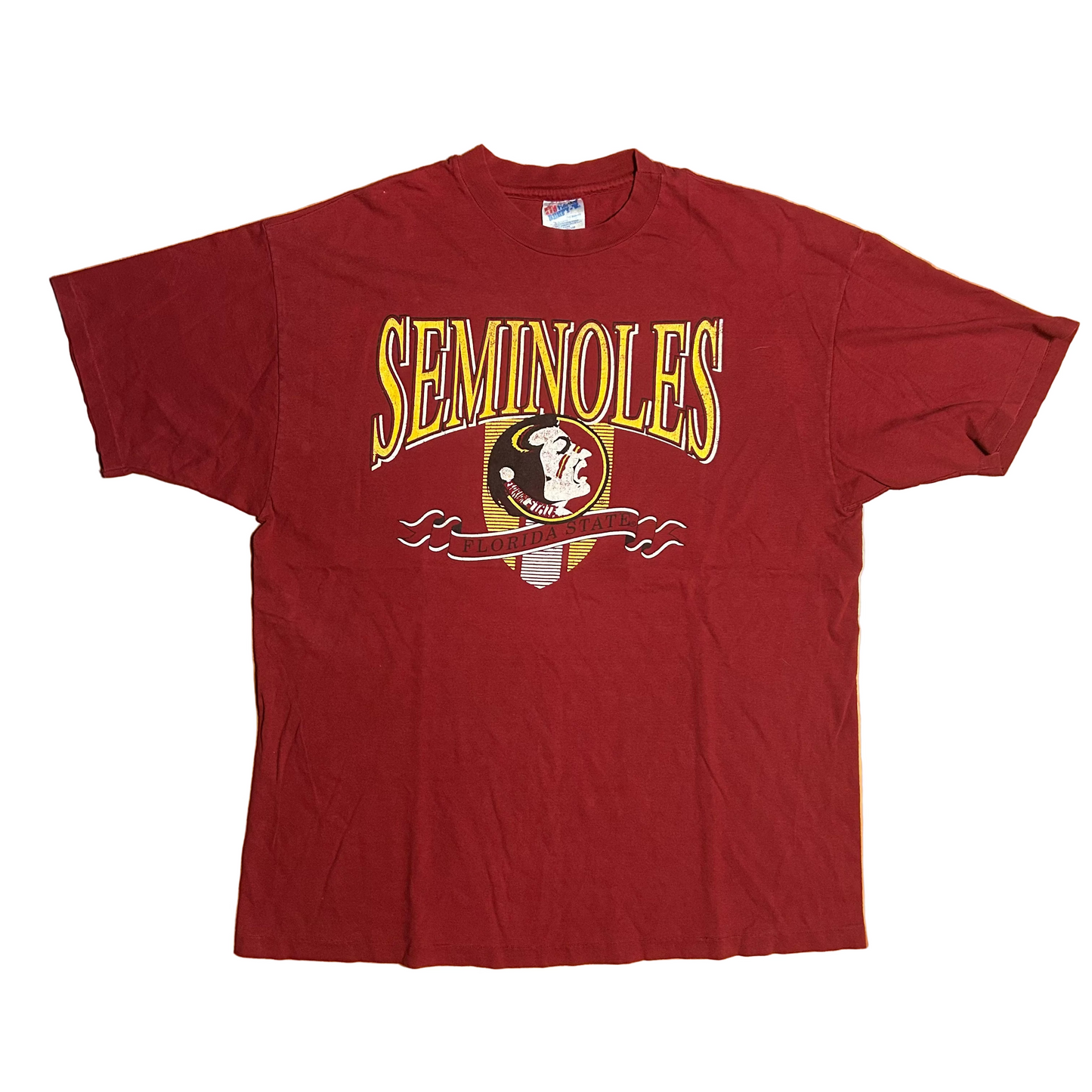 90’s Hanes Beefy Florida State Seminoles University Red Maroon Crimson Cotton Tshirt - Large - 23” x 30”