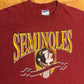 90’s Hanes Beefy Florida State Seminoles University Red Maroon Crimson Cotton Tshirt - Large - 23” x 30”