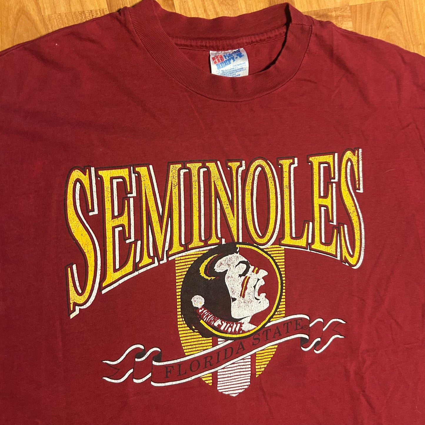 90’s Hanes Beefy Florida State Seminoles University Red Maroon Crimson Cotton Tshirt - Large - 23” x 30”