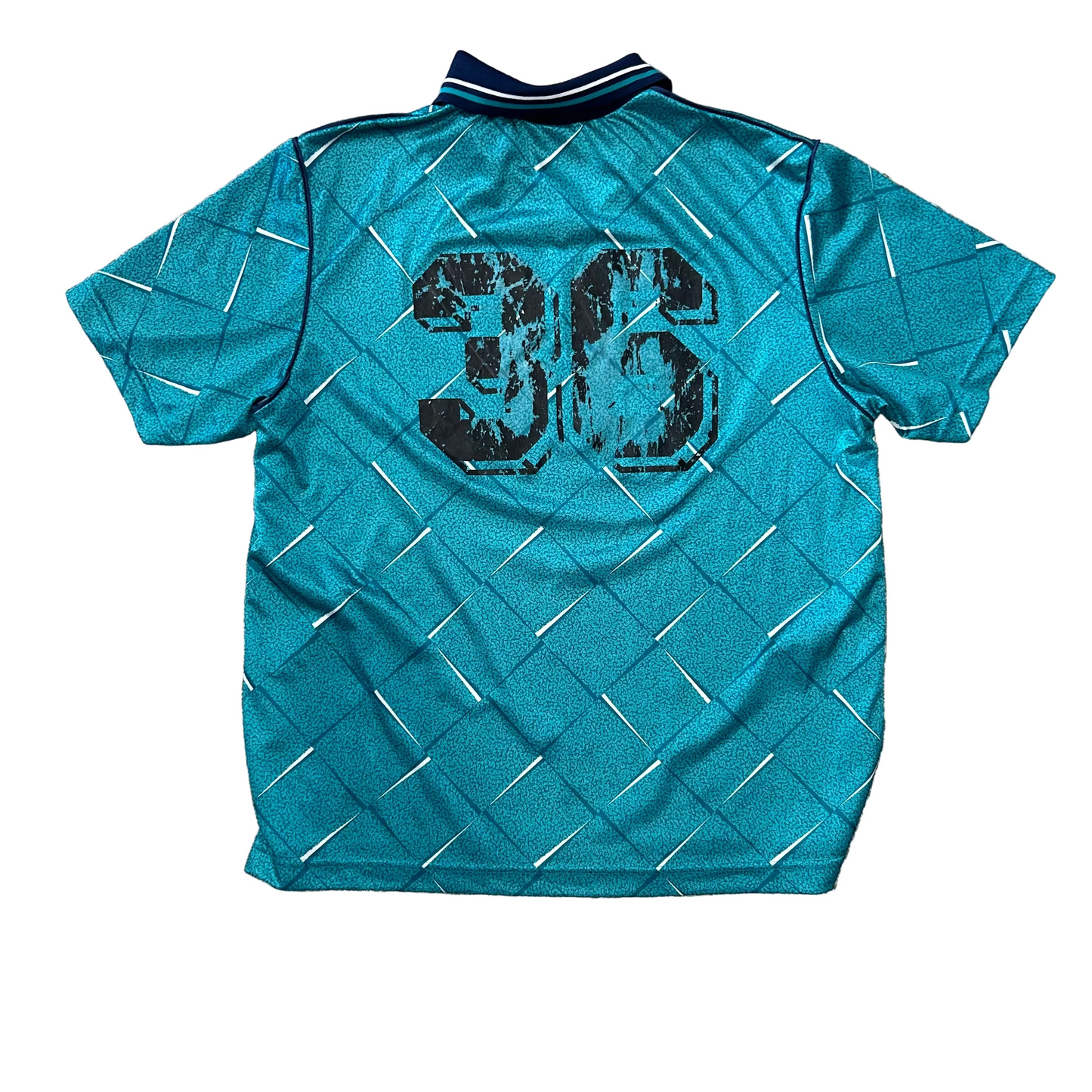 90's High Sportswear Blue Jersey Collared Tshirt - XLarge - 24" x 30.5"