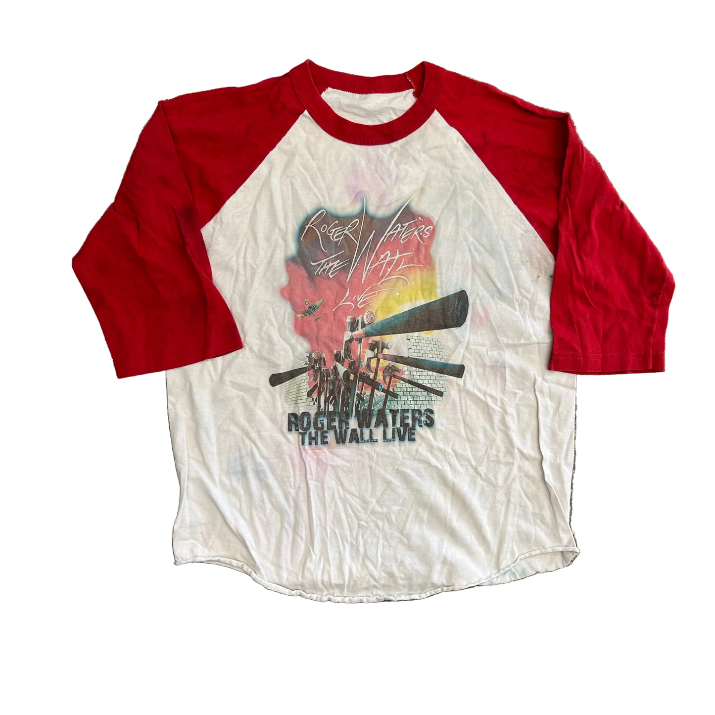 Roger Waters The Wall Live Red Raglan Longsleeve Shirt - Medium - 21" x 27"