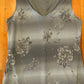 90's Words Grey Floral Dress - Tagged Medium - 16" x 50"