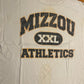 Mizzou Athletics University Missouri Tigers Distressed Stained White College Cotton Tshirt - Boxy XLarge - 26” x 27”