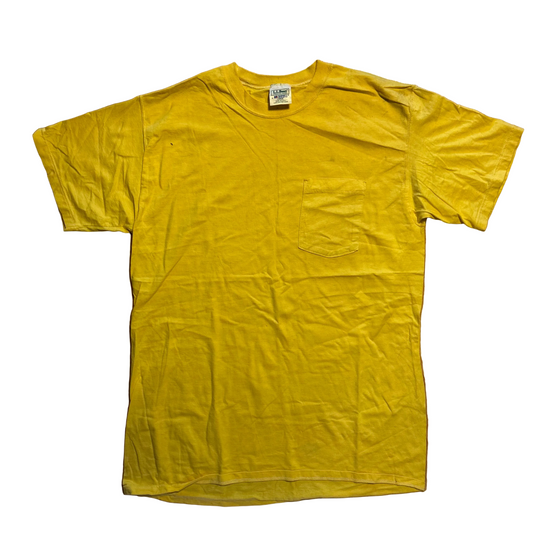 80/90's LL Bean Russell Athletic Yellow Blank Pocket Tshirt - Medium - 21" x 31.5"