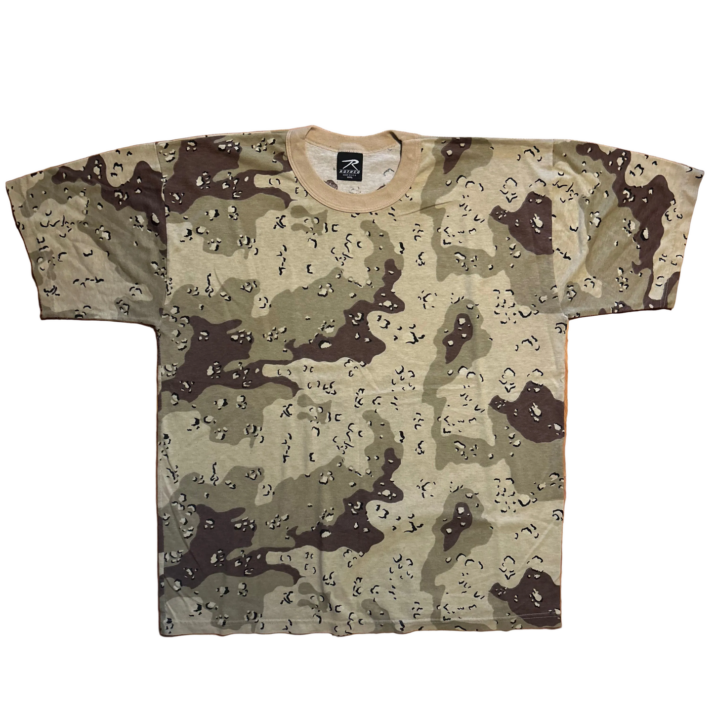 90's Rothco Brown Tan Chocolate Chip Camo Blank Tshirt - XLarge - 24.5" x 30"