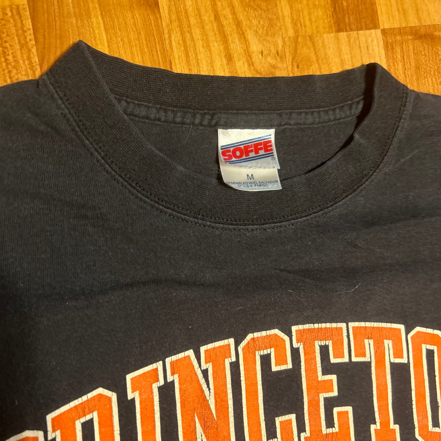 Soffee Princeton University Ivy College Black Orange Cotton Tshirt - Small - 19” x 26”