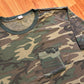 90's Brown Green Woodland Camo Blank Pocket Tshirt - XLarge - 26.5" x 29.5"