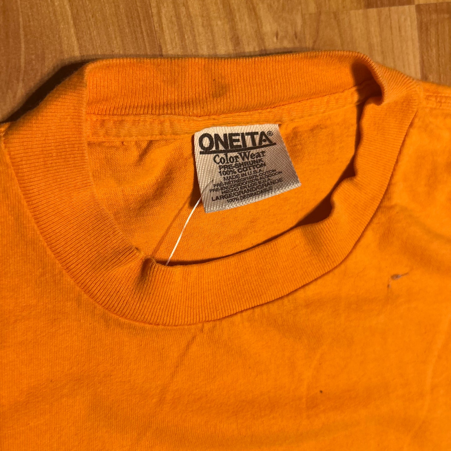 90’s Oneita Tennessee University Volunteers Vols Orange Color Wear Cotton Tshirt - Large - 22” x 31”