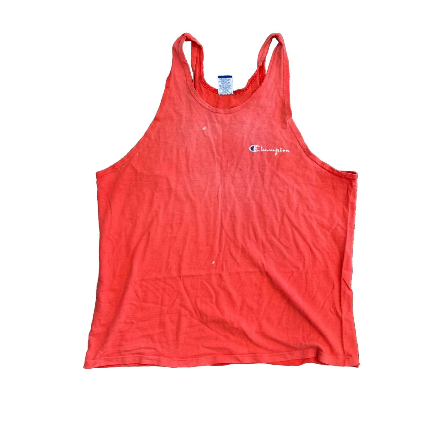 90's Champion Orange Faded Tanktop Shirt - Large - 22.5" x 28"