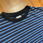 80/90's Multicolor Striped Blue Purple Blank Tshirt - Large - 23" x 27.5"