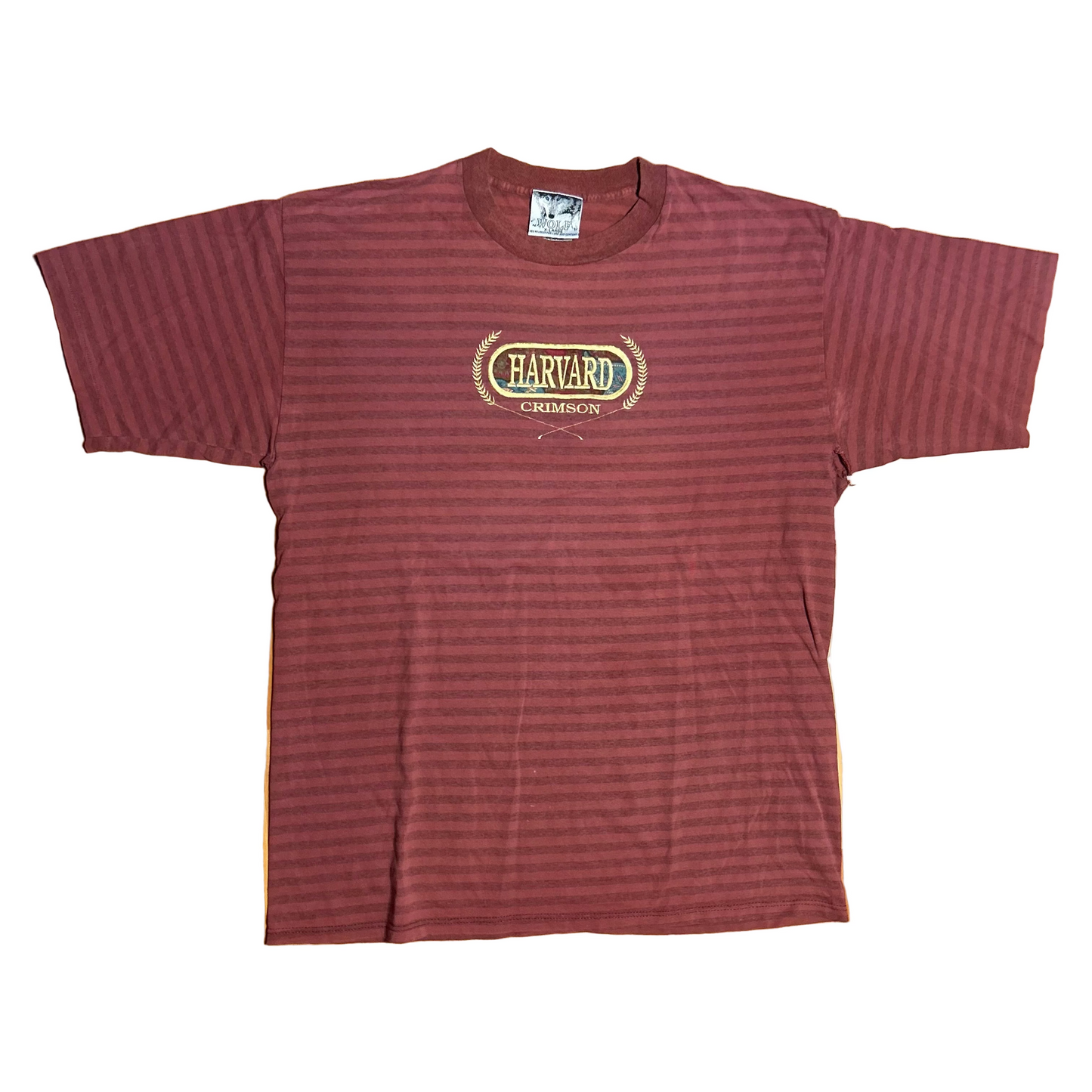 90’s Wolf Harvard Crimson University Maroon Red Embroidered College Cotton Tshirt - Large - 23” x 30”