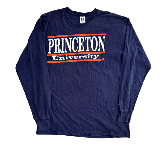 80's Princeton University Navy Blue Longsleeve Shirt - Medium - 21" x 28"