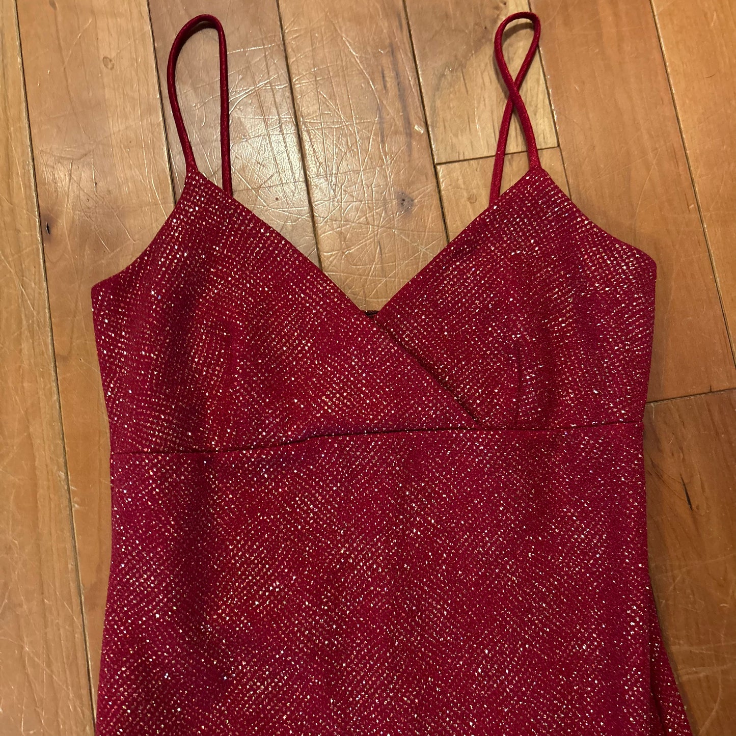 90's Hyphen Red Sparkly Dress - Tagged Small - 13.5" x 50"